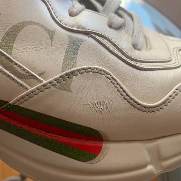 Gucci Rhyton Logo Leather Sneakers men 7 EUC - Picture 9 of 12